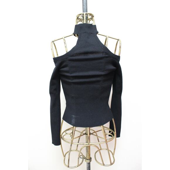 Jonathan Simkhai Black Signature Lila Cold Shoulder Cutout Pullover Sweater - Picture 4 of 4